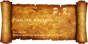 Pantits Kazimir névjegykártya
